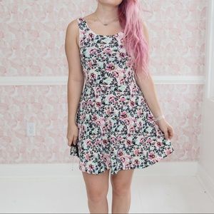 Pink and white floral dress